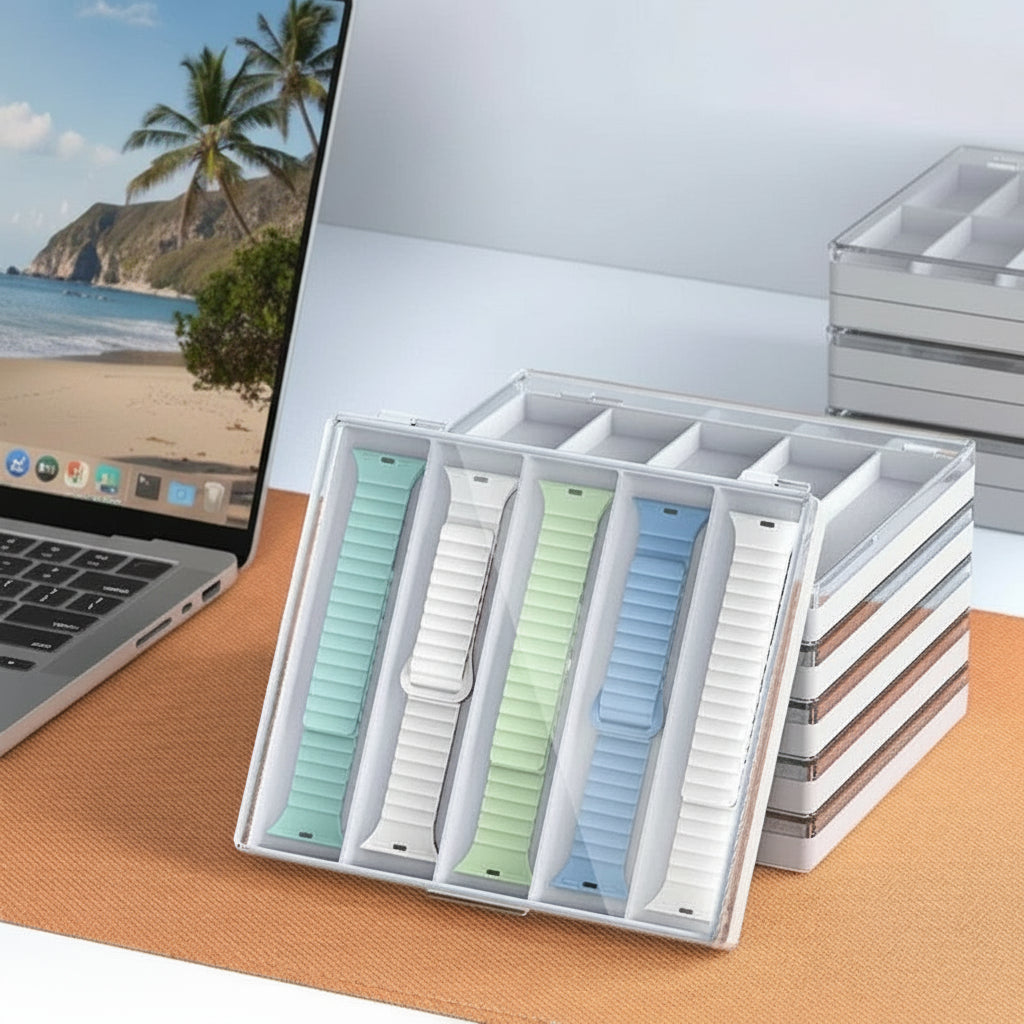 Apple Watch accessory organizer box with multiple slots