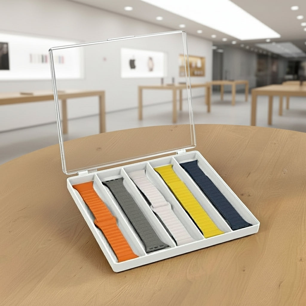 Apple Watch box holder with protective storage compartments