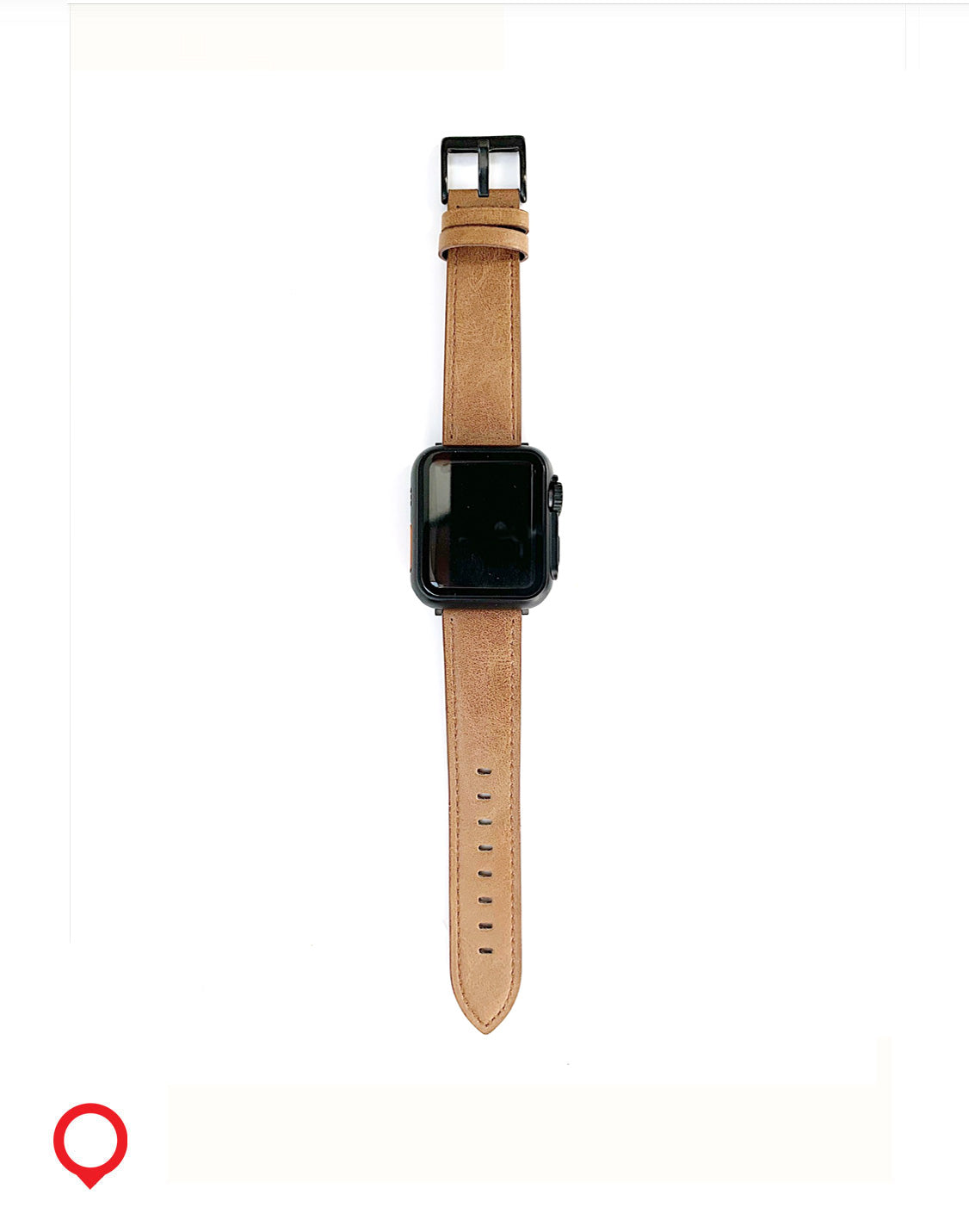 Genuine leather Apple Watch band with case in classic tan, fits Series 6, 40mm