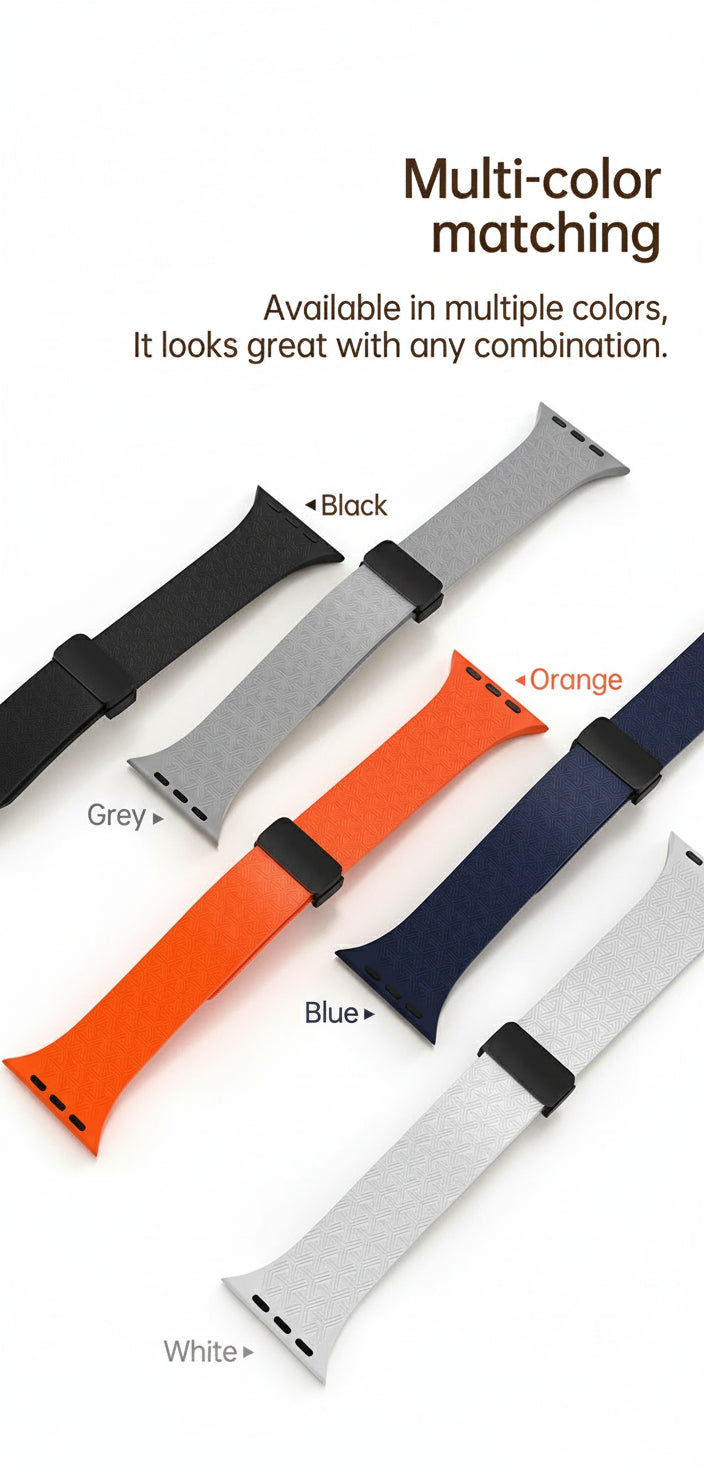 Apple Watch band with durable magnetic clasp and flexible fit