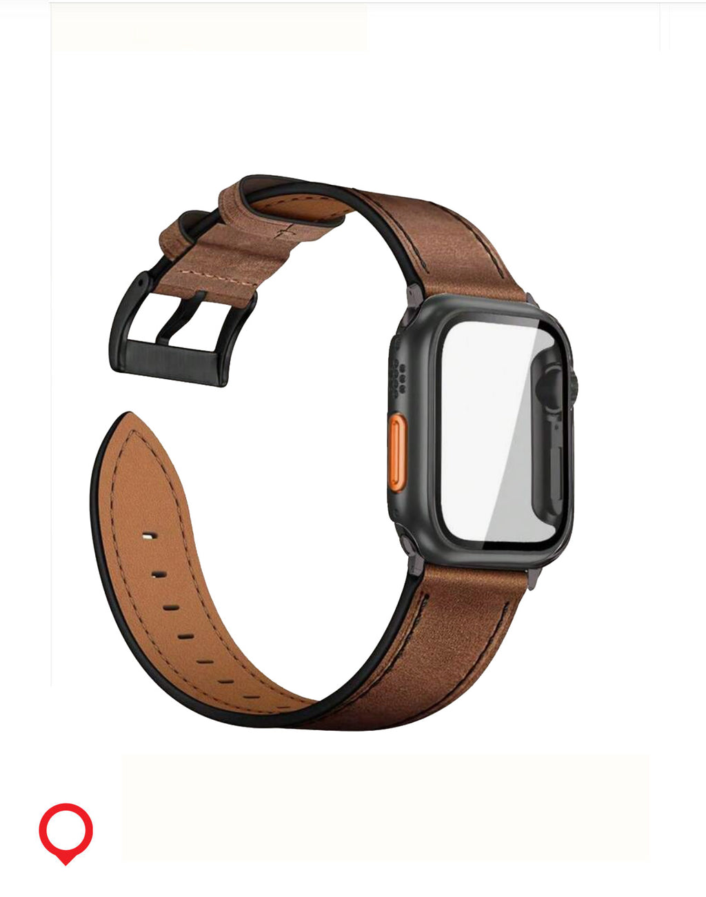 Genuine leather Apple Watch band with case in classic tan, fits Series 6, 40mm