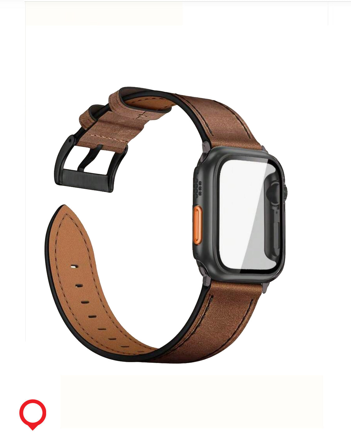 Genuine leather Apple Watch band with case in classic tan, fits Series 6, 40mm