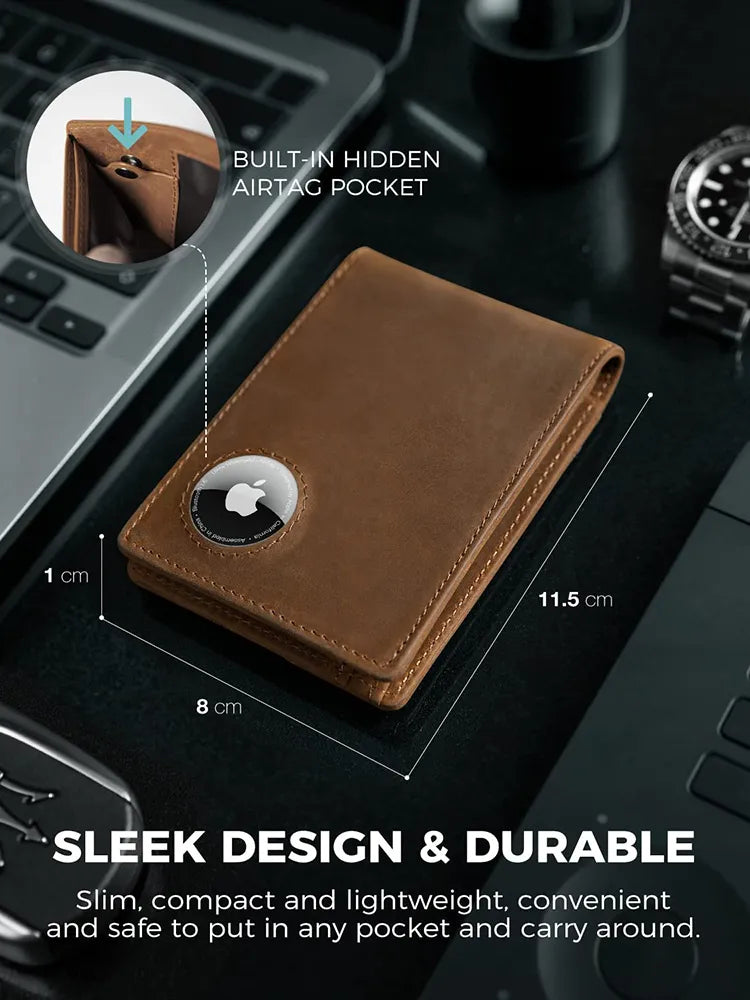 mobi.D (mobile digital) Smart AirTag Vintage Leather Wallet